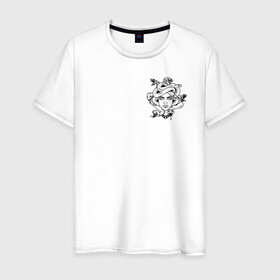 Мужская футболка хлопок с принтом Tattoo T-shirt Medusa black в Рязани, 100% хлопок | прямой крой, круглый вырез горловины, длина до линии бедер, слегка спущенное плечо. | Тематика изображения на принте: minimal. тату | tattoo | медуза | минимализм | мифология