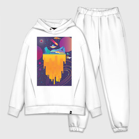 Мужской костюм хлопок OVERSIZE с принтом Space Flat в Рязани,  |  | abstraction | acid | colors | flat | космос | психоделика | цветной