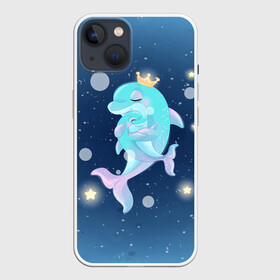 Чехол для iPhone 13 с принтом Два дельфина в Рязани,  |  | cute | dolphin | два дельфина | дельфин | дельфинами | милый | мир | подводный