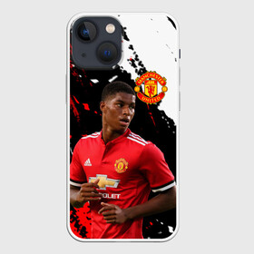 Чехол для iPhone 13 mini с принтом Manchester United: Рашфорд. в Рязани,  |  | fc | fcmu | football | football club | manchester united | marcus rashford | red devils | sport | красные дьяволы | манчестер юнайтед | маркус рашфорд | спорт | фк | фкмю | футбол | футбольный клуб