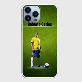 Чехол для iPhone 13 Pro Max с принтом Roberto Carlos в Рязани,  |  | ball | green | roberto carlos | roberto carlos lettering | roberto carlos print | soccer field | зеленый | мяч | надпись роберто карлос | номер 3 | принт роберто карлос | роберто карлос | футболист | футбольное по