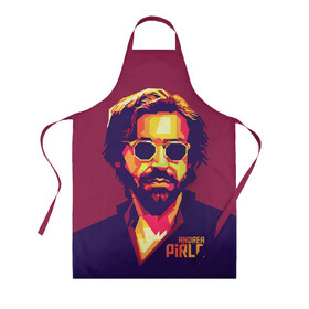 Фартук 3D с принтом Андреа Пирло в Рязани, 100% полиэстер | общий размер — 65 х 85 см, ширина нагрудника — 26 см, горловина — 53 см, длина завязок — 54 см, общий обхват в поясе — 173 см. Принт на завязках и на горловине наносится с двух сторон, на основной части фартука — только с внешней стороны | andrea pirlo | fc juventus | андреа пирло | итальянский | поп арт | тренер | фк ювентус | футболист