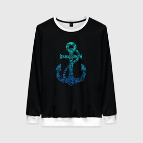 Женский свитшот 3D с принтом Navy. Anchor в Рязани, 100% полиэстер с мягким внутренним слоем | круглый вырез горловины, мягкая резинка на манжетах и поясе, свободная посадка по фигуре | anchor | fish | gradient | marine | mermaid | navy | ocean | octopus | sailor | sea | shark | ship | skull | treasure | whale | акула | градиент | кит | корабль | море | морской | моряк | океан | осьминог | русалка | рыба | сокровище | 