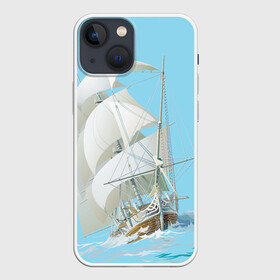 Чехол для iPhone 13 mini с принтом The white wanderer в Рязани,  |  | ocean | sea | ship | волны | океан | парусник