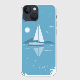 Чехол для iPhone 13 mini с принтом ОДИНОКИЙ ПАРУСНИК | SAILBOAT (Z) в Рязани,  |  | boat | sailboat | ship | ships | бумага | кораблик | кораблики | корабль | красный парус | лодка | лодочка на белом | мореход | одинокая лодка | оригами | парус | парусник | судно | яхта