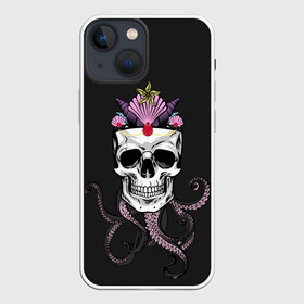 Чехол для iPhone 13 mini с принтом Octo Queen в Рязани,  |  | abyss | crown | depth | ocean | octopus | queen | sea | shell | skull | water | вода | глубина | королева | корона | море | океан | осьминог | пучина | ракушка | череп