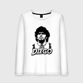 Женский лонгслив хлопок с принтом Dios Diego в Рязани, 100% хлопок |  | argentina | maradona | messi | sport | аргентина | гол | диего | марадона | месси | мяч | рука бога | спорт | футбол | чемпион