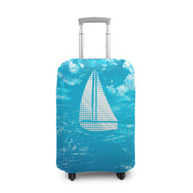 Чехол для чемодана 3D с принтом Парусная лодка в Рязани, 86% полиэфир, 14% спандекс | двустороннее нанесение принта, прорези для ручек и колес | sailboat | кораблик | корабль | лодка | на голубом | парус | паруса | парусная лодка | халфтон