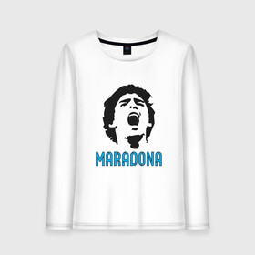 Женский лонгслив хлопок с принтом Maradona Scream в Рязани, 100% хлопок |  | argentina | maradona | messi | sport | аргентина | гол | диего | марадона | месси | мяч | рука бога | спорт | футбол | чемпион