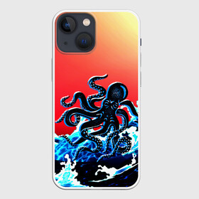 Чехол для iPhone 13 mini с принтом Кракен в Море | Градиент в Рязани,  |  | animal | beast | fade | kraken | monster | moon | ocean | octopus | sea | water | waves | вода | волны | градиент | животные | звери | кракен | луна | монстр | море | океан | осьминог | рыбы | щупальца