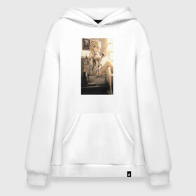 Худи SuperOversize хлопок с принтом Lumine fan art в Рязани, 70% хлопок, 30% полиэстер, мягкий начес внутри | карман-кенгуру, эластичная резинка на манжетах и по нижней кромке, двухслойный капюшон
 | art | fanart | game | genshin | impact | lumine | арт | люмин | фан