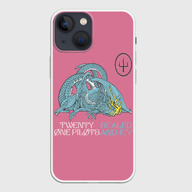 Чехол для iPhone 13 mini с принтом 21 pilots scaled and icy dragon в Рязани,  |  | album | alternative | dragon | josh dun | music | rock | sai | scaled and icy | singer | star | twenty one pilots | tyler joseph | weapon | альбом | альтернативная | двадцать один пилот | джош дан | дракон | звезда | музыка | оружие | певец | рок | сай | 