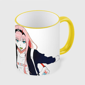 Кружка с принтом Zero Two, Darling in the Franx в Рязани, керамика | ёмкость 330 мл | 02 | anime girl | darling in the franxx | zero two | аниме | дарлинг во франксе | девушка с розовыми волосами | манга | милый во франксе | ноль два | розовые волосы | тян