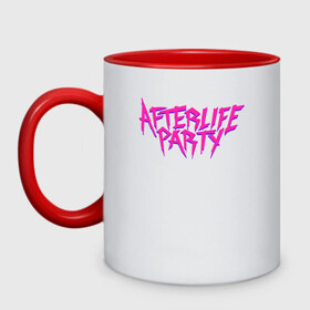 Кружка двухцветная с принтом Afterlife Party в Рязани, керамика | объем — 330 мл, диаметр — 80 мм. Цветная ручка и кайма сверху, в некоторых цветах — вся внутренняя часть | fortnite | gamers | games | music | party | вечеринка | джей бавлин | игры | королевская битва | фортнайт