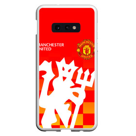 Чехол для Samsung S10E с принтом MANCHESTER UNITED / ДЬЯВОЛ в Рязани, Силикон | Область печати: задняя сторона чехла, без боковых панелей | fire. | football | manchester united football club | sport | uefa | английская премьер лига | дьявол | лига финал | манчестер юнайтед | матч | огонь | спорт | уефа | финал | футбол