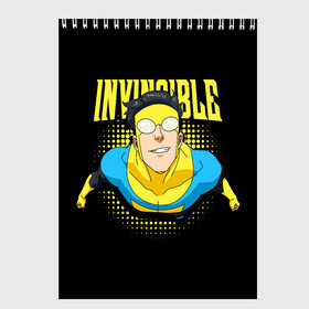 Скетчбук с принтом Invincible в Рязани, 100% бумага
 | 48 листов, плотность листов — 100 г/м2, плотность картонной обложки — 250 г/м2. Листы скреплены сверху удобной пружинной спиралью | Тематика изображения на принте: invincible | комикс | марк грейсон | мультсериал | неуязвимый | супергерой