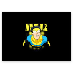 Поздравительная открытка с принтом Invincible в Рязани, 100% бумага | плотность бумаги 280 г/м2, матовая, на обратной стороне линовка и место для марки
 | Тематика изображения на принте: invincible | комикс | марк грейсон | мультсериал | неуязвимый | супергерой