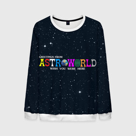 Мужской свитшот 3D с принтом Astroworld в Рязани, 100% полиэстер с мягким внутренним слоем | круглый вырез горловины, мягкая резинка на манжетах и поясе, свободная посадка по фигуре | astroworld | music | travis scott | музыка | трэвис скотт