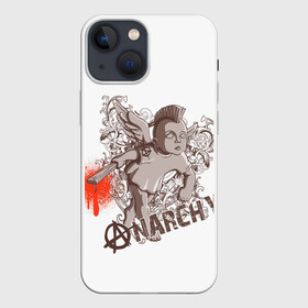 Чехол для iPhone 13 mini с принтом АНГЕЛ АНАРХИИ в Рязани,  |  | anarchy | angel | art | blood | punk | анархия | ангел | ирокез | кровь | крылья | культура | мальчик | панк | символ | узор