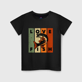 Детская футболка хлопок с принтом Love fish Люблю рыбу  в Рязани, 100% хлопок | круглый вырез горловины, полуприлегающий силуэт, длина до линии бедер | angler | bait | big | fish | fisherman | fishermen | fishing | fishing rod | fly fishing | funny fishing | outdoors | trout | для рыбака | отдых | природа | рыба | рыбак | рыбаку | рыбалка | северная щука | туризм | туристиче