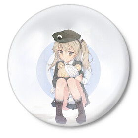 Значок с принтом Girls und Panzer в Рязани,  металл | круглая форма, металлическая застежка в виде булавки | darjeeling | girls und panzer | girls und panzer правда | дарджилинг | девочки и танки | девушки и танки | катюша | нисидзуми михо | правда | танки