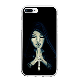 Чехол для iPhone 7Plus/8 Plus матовый с принтом Монашка с крестом в Рязани, Силикон | Область печати: задняя сторона чехла, без боковых панелей | анархия | крест | крест и монашка | крест череп | крестик | манархия | манашка | молитва | молится | монашка | монашка и крест | монашка с крестиком | монашка с крестом | монашки | с крестом | череп