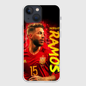 Чехол для iPhone 13 mini с принтом Серхио Рамос, Сборная Испании в Рязани,  |  | sergio ramos | sr4 | номер 4 | реал мадрид | сборная испании | серхио рамос | футбол | футболист