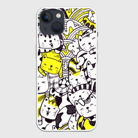 Чехол для iPhone 13 с принтом Котики в Рязани,  |  | арт | графика | животные | звери | коты | кошки