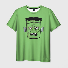 Мужская футболка 3D с принтом Зеленый Франкенштейн в Рязани, 100% полиэфир | прямой крой, круглый вырез горловины, длина до линии бедер | зеленый | монстр | фильмы | франкенштейн | чудовище | шрек