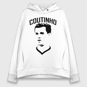 Женское худи Oversize хлопок с принтом Coutinho черный портрет в Рязани, френч-терри — 70% хлопок, 30% полиэстер. Мягкий теплый начес внутри —100% хлопок | боковые карманы, эластичные манжеты и нижняя кромка, капюшон на магнитной кнопке | ac milan | barcelona | champions | fifa | philippe coutinho correia | soccer | uefa | барселона | коутиньё | коутинью | лига чемпионов | сборная бразилии | спорт | уефа | филиппе коутиньо | фифа | фк | футбол | футболист | ф