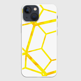 Чехол для iPhone 13 mini с принтом Hexagon в Рязани,  |  | hexagon | high tech | lines | sun | yellow | линии | многоугольник | насыщенный желтый | паутина | солнце | хай тек | шестиугольник | яркий
