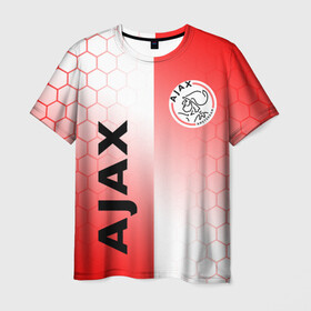 Мужская футболка 3D с принтом FC AJAX AMSTERDAM ФК АЯКС в Рязани, 100% полиэфир | прямой крой, круглый вырез горловины, длина до линии бедер | Тематика изображения на принте: ajax amsterdam | fifa | football | football club. | sport | uefa | английская премьер лига | аякс амстердам | лига финал | матч | спорт | уефа | финал | фифа | футбол | футбольный клуб