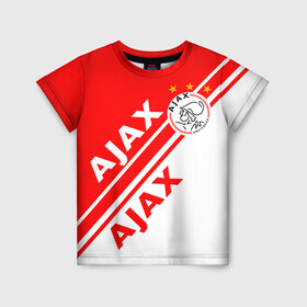 Детская футболка 3D с принтом FC AJAX AMSTERDAM ФК АЯКС в Рязани, 100% гипоаллергенный полиэфир | прямой крой, круглый вырез горловины, длина до линии бедер, чуть спущенное плечо, ткань немного тянется | ajax amsterdam | fifa | football | football club. | sport | uefa | английская премьер лига | аякс амстердам | лига финал | матч | спорт | уефа | финал | фифа | футбол | футбольный клуб