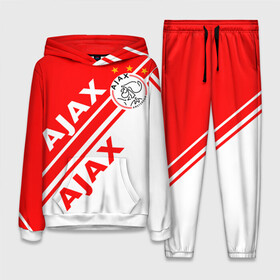 Женский костюм 3D (с толстовкой) с принтом FC AJAX AMSTERDAM   ФК АЯКС в Рязани,  |  | ajax amsterdam | fifa | football | football club. | sport | uefa | английская премьер лига | аякс амстердам | лига финал | матч | спорт | уефа | финал | фифа | футбол | футбольный клуб