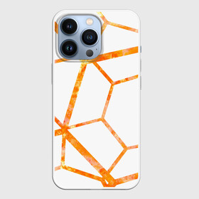 Чехол для iPhone 13 Pro с принтом Hexagon в Рязани,  |  | hexagon | high tech | lines | orange | линии | многоугольник | огонь | оранжевый | паутина | пламя | хай тек | шестиугольник | яркий