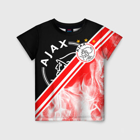 Детская футболка 3D с принтом FC AJAX AMSTERDAM / ФК АЯКС в Рязани, 100% гипоаллергенный полиэфир | прямой крой, круглый вырез горловины, длина до линии бедер, чуть спущенное плечо, ткань немного тянется | ajax amsterdam | fifa | football | football club. | sport | uefa | английская премьер лига | аякс амстердам | лига финал | матч | спорт | уефа | финал | фифа | футбол | футбольный клуб