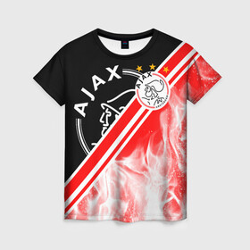 Женская футболка 3D с принтом FC AJAX AMSTERDAM / ФК АЯКС в Рязани, 100% полиэфир ( синтетическое хлопкоподобное полотно) | прямой крой, круглый вырез горловины, длина до линии бедер | ajax amsterdam | fifa | football | football club. | sport | uefa | английская премьер лига | аякс амстердам | лига финал | матч | спорт | уефа | финал | фифа | футбол | футбольный клуб