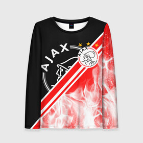 Женский лонгслив 3D с принтом FC AJAX AMSTERDAM / ФК АЯКС в Рязани, 100% полиэстер | длинные рукава, круглый вырез горловины, полуприлегающий силуэт | ajax amsterdam | fifa | football | football club. | sport | uefa | английская премьер лига | аякс амстердам | лига финал | матч | спорт | уефа | финал | фифа | футбол | футбольный клуб