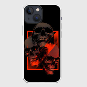 Чехол для iPhone 13 mini с принтом Skulls | Черепа в Рязани,  |  | bones | dark | darkness | dead | death | head | human | red | skull | skulls | голова | кости | красный | мертвец | мертвый | темнота | темный | тьма | человек | череп | черепа