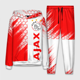 Женский костюм 3D (с толстовкой) с принтом FC AJAX AMSTERDAM   ФК АЯКС в Рязани,  |  | ajax amsterdam | fifa | football | football club. | sport | uefa | английская премьер лига | аякс амстердам | лига финал | матч | спорт | уефа | финал | фифа | футбол | футбольный клуб