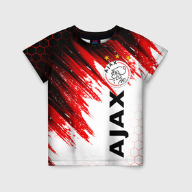 Детская футболка 3D с принтом FC AJAX AMSTERDAM / ФК АЯКС в Рязани, 100% гипоаллергенный полиэфир | прямой крой, круглый вырез горловины, длина до линии бедер, чуть спущенное плечо, ткань немного тянется | ajax amsterdam | fifa | football | football club. | sport | uefa | английская премьер лига | аякс амстердам | лига финал | матч | спорт | уефа | финал | фифа | футбол | футбольный клуб