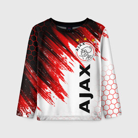 Детский лонгслив 3D с принтом FC AJAX AMSTERDAM / ФК АЯКС в Рязани, 100% полиэстер | длинные рукава, круглый вырез горловины, полуприлегающий силуэт
 | ajax amsterdam | fifa | football | football club. | sport | uefa | английская премьер лига | аякс амстердам | лига финал | матч | спорт | уефа | финал | фифа | футбол | футбольный клуб