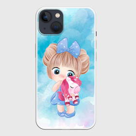 Чехол для iPhone 13 с принтом Девочка и пони в Рязани,  |  | арт | графика | девочка | единорог | мультяшка | пони