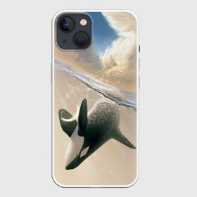 Чехол для iPhone 13 с принтом косатка в Рязани,  |  | ocean | orca | sea | sea animal | whale | дельфин | касатка | кит | море | океан | рисунок кита