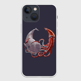 Чехол для iPhone 13 mini с принтом Naval Confrontation в Рязани,  |  | animal | battle | bottom | confrontation | depth | fin | kraken | mammal | ocean | octopus | sea | tentacles | water | whale | бой | вода | глубина | дно | животное | кит | кракен | млекопитающее | море | океан | осьминог | плавник | противостояние | щупа