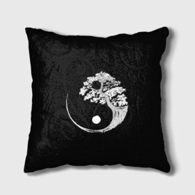 Подушка 3D с принтом Yin and Yang. Bonsai Tree в Рязани, наволочка – 100% полиэстер, наполнитель – холлофайбер (легкий наполнитель, не вызывает аллергию). | состоит из подушки и наволочки. Наволочка на молнии, легко снимается для стирки | black | bonsai | buddhism | dualism | esotericism | evil | good | japan | negative | philosophy | positive | tree | white | yang | yin | zen | белое | бонсай | буддизм | дерево | дзен | добро | древо | дуализм | зло | инь | негатив | позитив | философия |