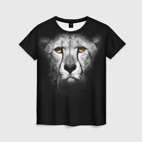 Женская футболка 3D с принтом Гепард в Рязани, 100% полиэфир ( синтетическое хлопкоподобное полотно) | прямой крой, круглый вырез горловины, длина до линии бедер | animal | cheetah | wild | гепард | чернобелый