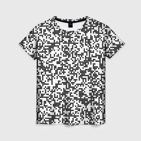 Женская футболка 3D с принтом Пиксельный Узор в Рязани, 100% полиэфир ( синтетическое хлопкоподобное полотно) | прямой крой, круглый вырез горловины, длина до линии бедер | blackwhite | pixels | пиксели | узор | чернобелый