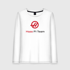 Женский лонгслив хлопок с принтом Haas F1 Team в Рязани, 100% хлопок |  | f1 | haas | грожан | магнуссен | мазепин | ф1 | феррари | формула 1 | хаас