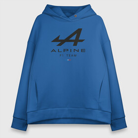 Женское худи Oversize хлопок с принтом Alpine F1 team в Рязани, френч-терри — 70% хлопок, 30% полиэстер. Мягкий теплый начес внутри —100% хлопок | боковые карманы, эластичные манжеты и нижняя кромка, капюшон на магнитной кнопке | Тематика изображения на принте: alpine | f1 | renault | team | рено | ф1 | фернандо алонсо | формула 1